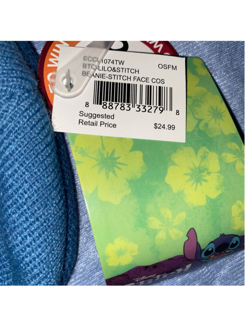 Disney Stitch Beanie Hat One Size Blue Pink NWT - Picture 3 of 3